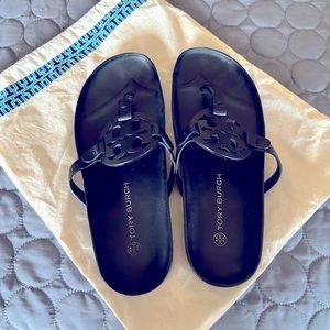 Tory Burch Miller Cloud Sandals. Black